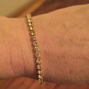 Beautiful Bracelet With Rhinestones And Gold Tone